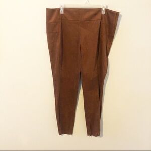 Sundance luxe dreams leggings pant moto faux suede brown cognac size 16